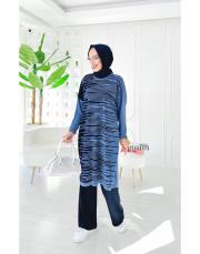 peri çizgili oversize salaş triko tunik indigo 3