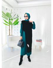 elisa merserize fırfırlı triko elbise öbaşıyeşil 2