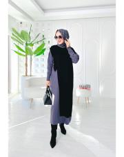 elisa merserize fırfırlı triko elbise antrasit 2