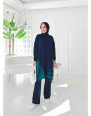 arsel merserize çizgili tunik lacivert 2