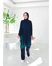 arsel merserize çizgili tunik lacivert 3