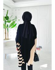 arsel merserize çizgili tunik siyah 2