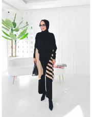 arsel merserize çizgili tunik siyah 4