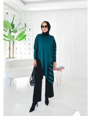 arsel merserize çizgili tunik zümrüt 2