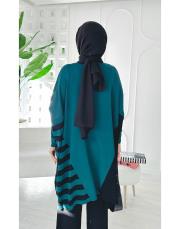 arsel merserize çizgili tunik zümrüt 3