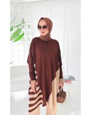 arsel merserize çizgili tunik kahve 2