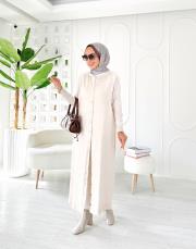 düğmeli merserize ferace hırka taş