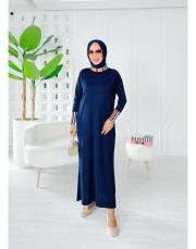 burbury yaka merserize triko elbise lacivert 3