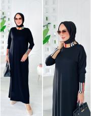 burbury yaka merserize triko elbise siyah