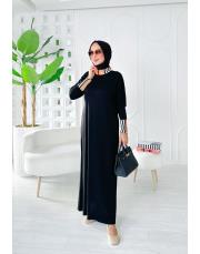 burbury yaka merserize triko elbise siyah 2