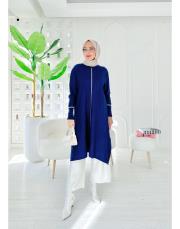 biyeli diz altı  triko tunik lacivert