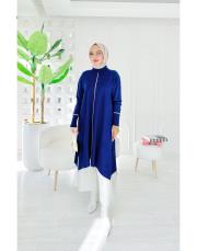 biyeli diz altı  triko tunik lacivert 3