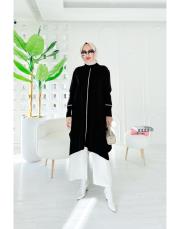 biyeli diz altı  triko tunik siyah 2