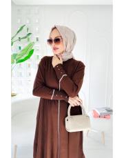 biyeli diz altı  triko tunik kahve 2