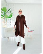 biyeli diz altı  triko tunik kahve 3