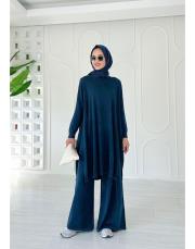 lace %100 pamuk ip triko tunik lacivert 3