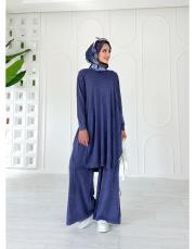 lace %100 pamuk ip triko tunik lila