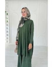 lace %100 pamuk ip triko tunik haki 2