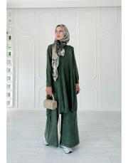 lace %100 pamuk ip triko tunik haki 3