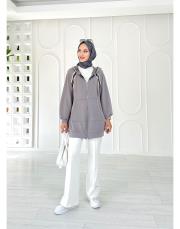 alix oysho şeritli kap gri 2