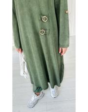 helen pamuk triko tokalı elbise haki 4