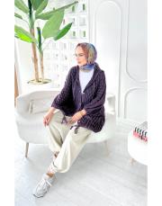 eyşa pamuk triko hırka mor