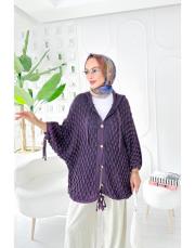 eyşa pamuk triko hırka mor 3