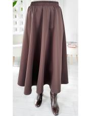 scuba beli lastikli etek acı kahve