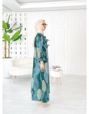 ithal daire kadife elbise petrol 2