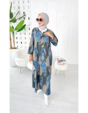 ithal daire kadife elbise antrasit