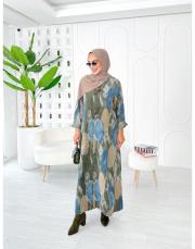 ithal daire kadife elbise haki 2