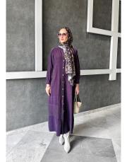 ithal fersaa kadife aplike detay gömlek mürdüm