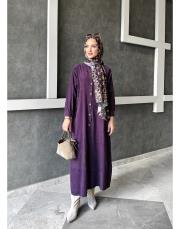 ithal fersaa kadife aplike detay gömlek mürdüm 2