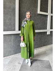 ithal fersaa kadife aplike detay gömlek yağyeşili