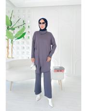 vena yakalı merserize tunik antrasit 2