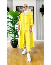 pamuklu püsküllü kap sarı