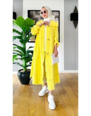 pamuklu püsküllü kap sarı 2