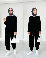 retro iki ip salaş takım siyah