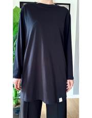penye pamuklu uzun kol içlik siyah