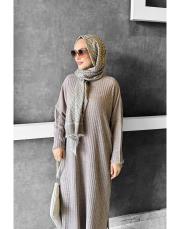 salaş triko pantolonlu takım vizon 2