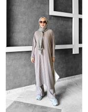 salaş triko pantolonlu takım vizon 3