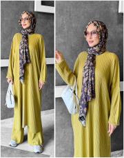 salaş triko pantolonlu takım yağyeşili