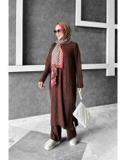 salaş triko pantolonlu takım acı kahve 2