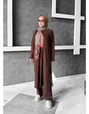 salaş triko pantolonlu takım acı kahve 3