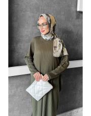 salaş triko pantolonlu takım haki 2