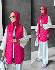 beta kapitone yelek fuşya