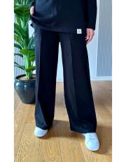 çıma dikiş bol paça iki ip pantolon siyah