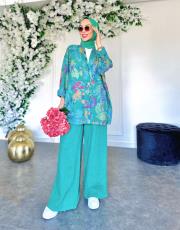 masha ithal ceketli keten takım benetton