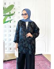 masha ithal ceketli keten takım siyah 2