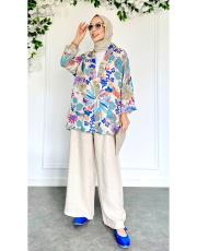 masha ithal ceketli keten takım taş 2